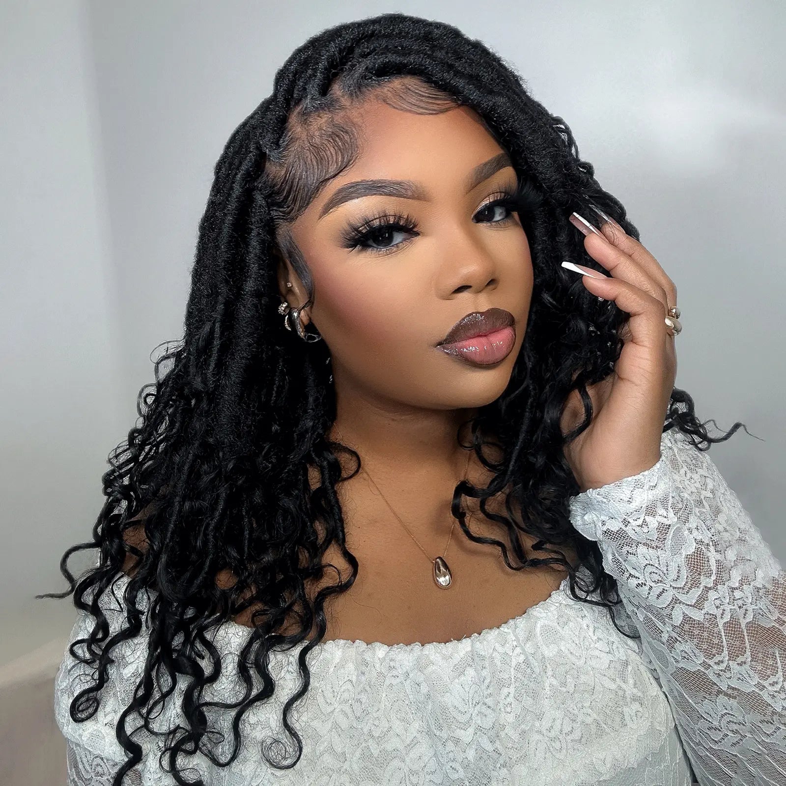 1 Pack PHLOCS | Toyotress® Updated Boho Locs Braiding Hair With Human Hair Curls Pre Looped Goddess Boho Dreadlocks Curly Full Ends Hair Extensions Toyotress